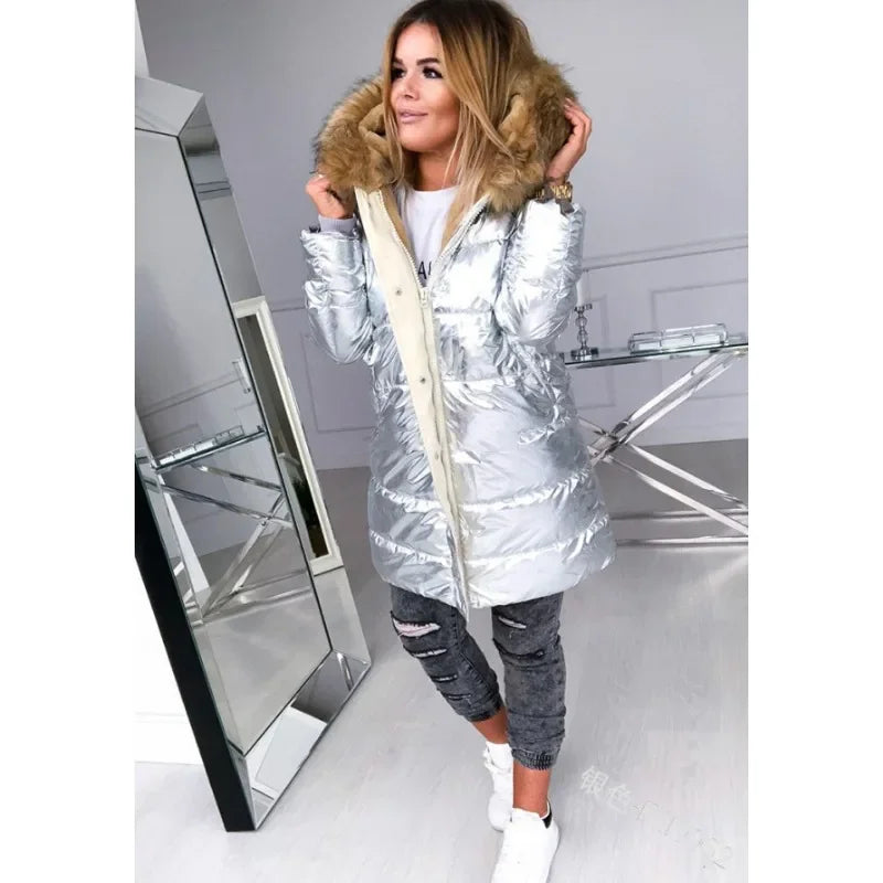 Chaqueta acolchada para mujer – Piel sintética y cálida para el invierno