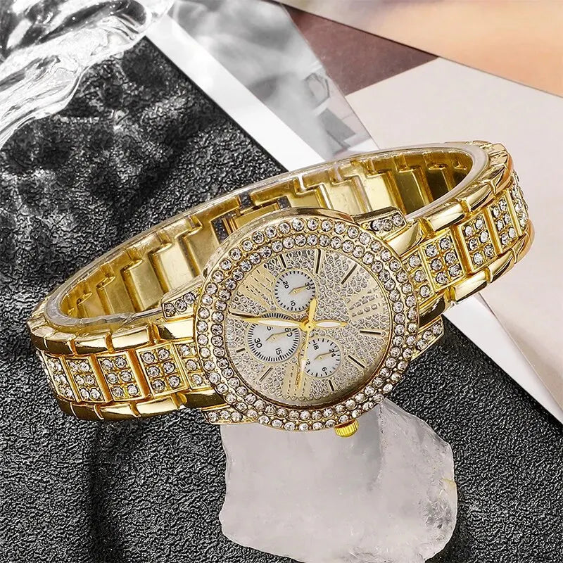 Gold Luxury Uhr & Schmuck Set