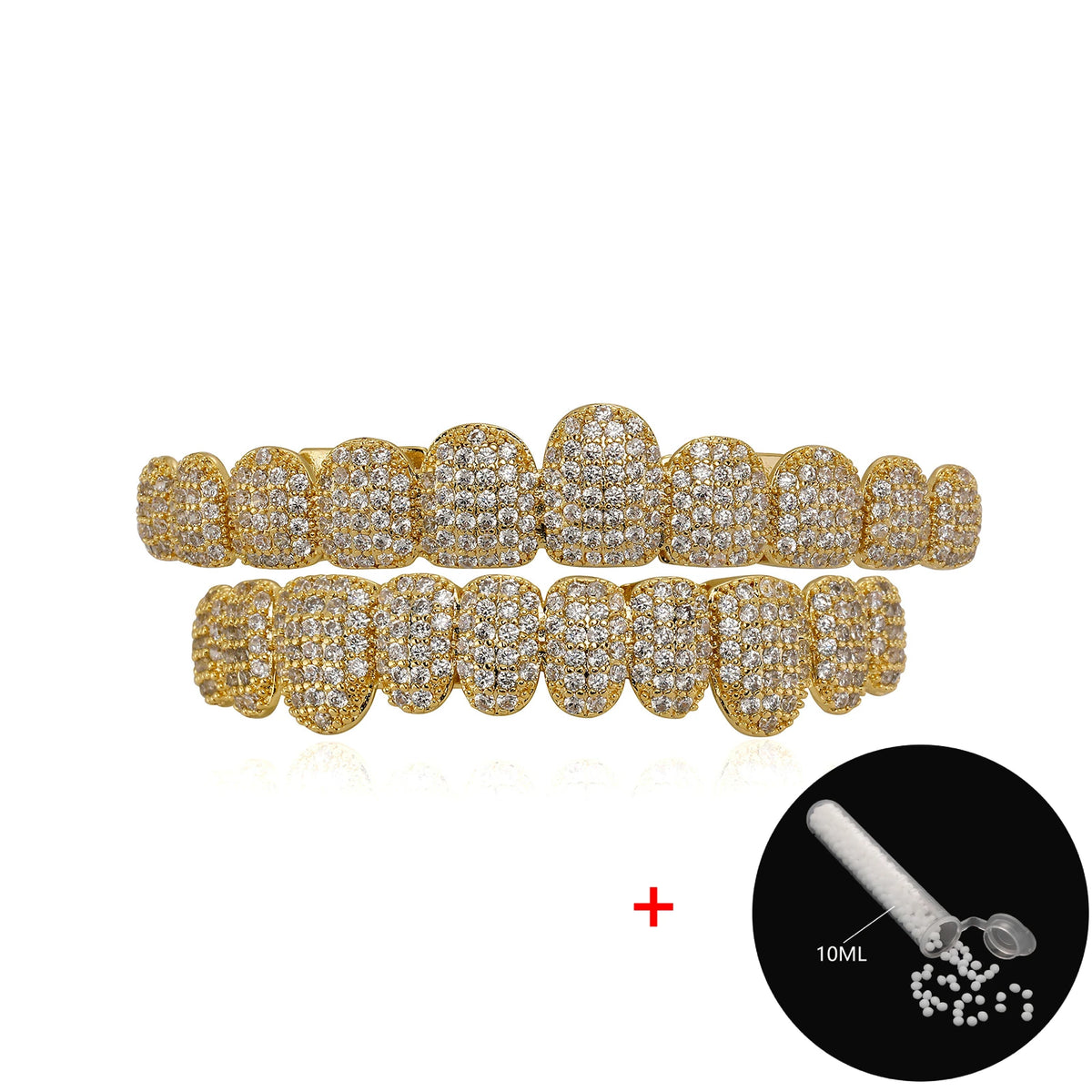 TOPGRILLZ 14K Gold Grillz – Iced Out CZ 10+10 Teeth