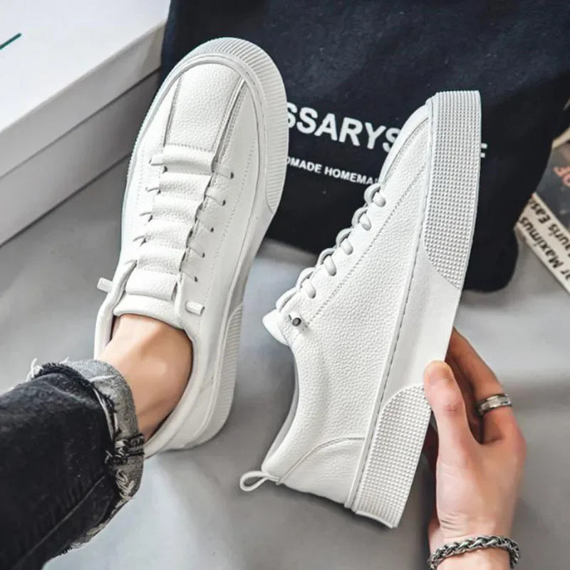 Men's White Lace-Up Sneaker