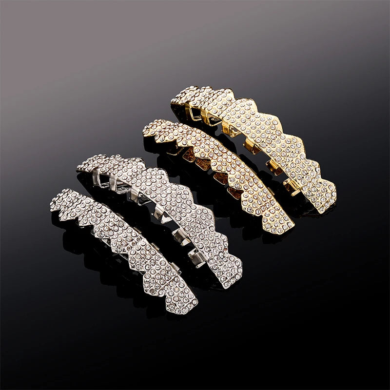 Bling Cubic Zircon Hip Hop Teeth Grillz For Unisex Top Bottom Mouth Removable Dental Fashion Cosply Teeth Jewelry