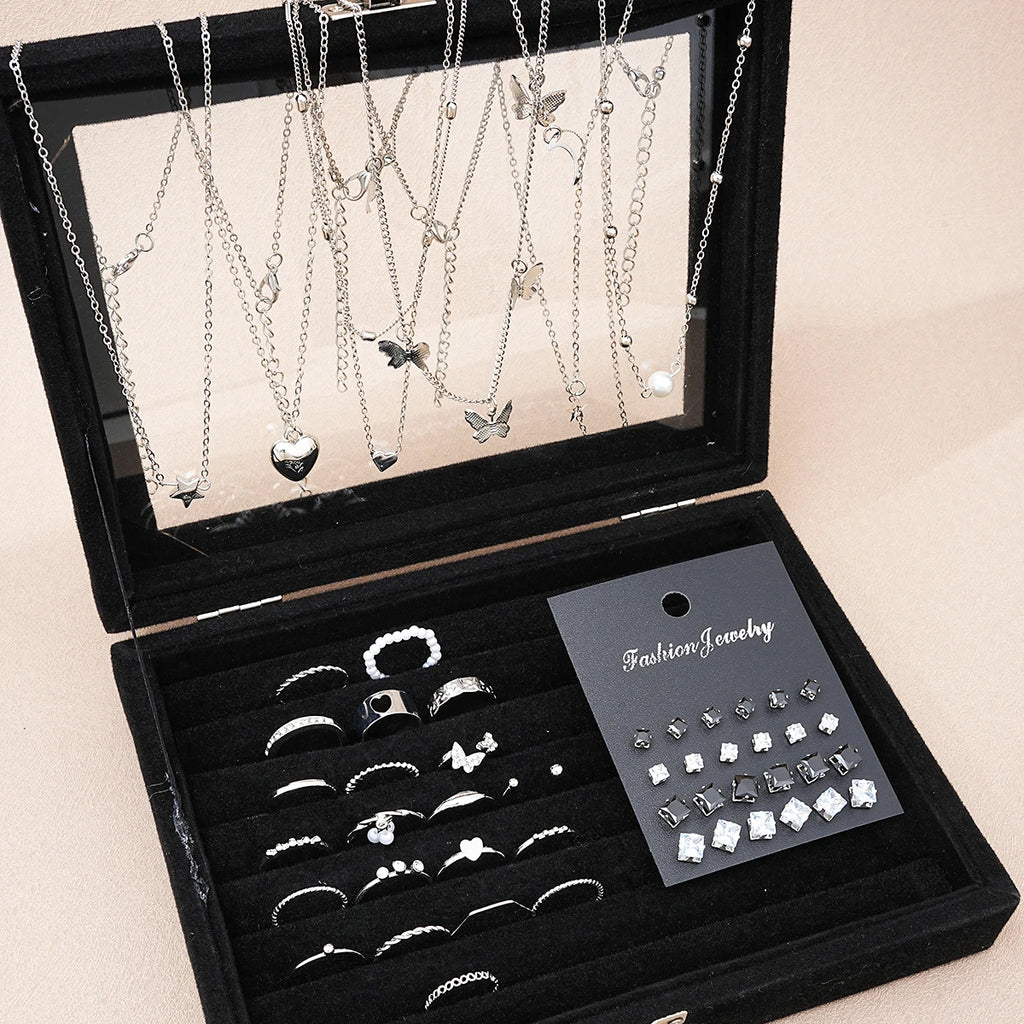 Set di gioielli con farfalle e perle da 51 pezzi