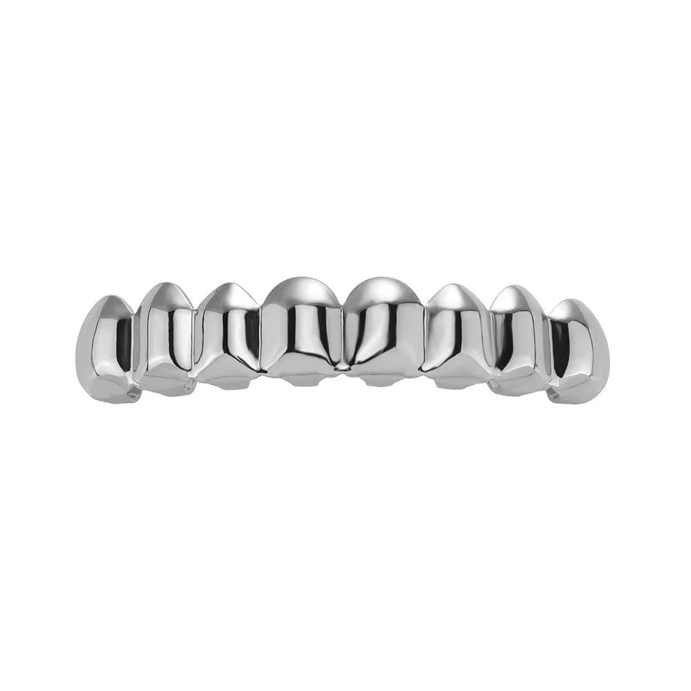 Glossy Finish Teeth Grillz Top Bottom Set Anti Slip Eco-friendly Copper Teeth Grillz Caps Silver Gold Teeth Jewelry Rapper