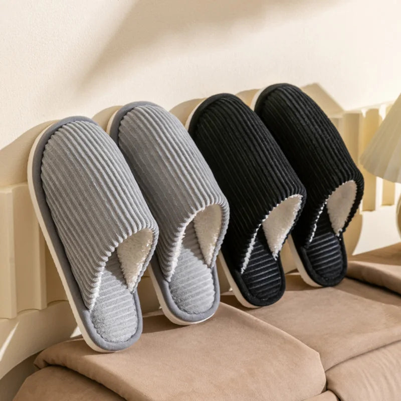 Winter warme pluche herenpantoffels antislip zachte schoenen comfort platte hak indoor slaapkamer koppelslippers voor huisschoenen in de herfst