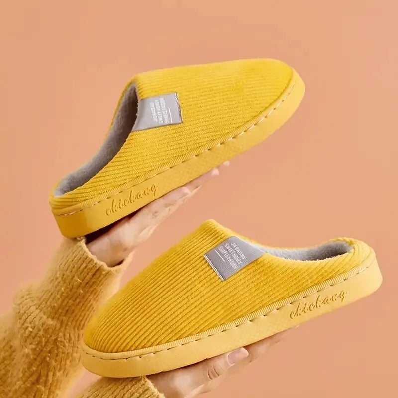 Pantoufles d'intérieur épaisses et douces pour hommes et femmes, chaussons en peluche antidérapants et thermiques pour la maison, hiver