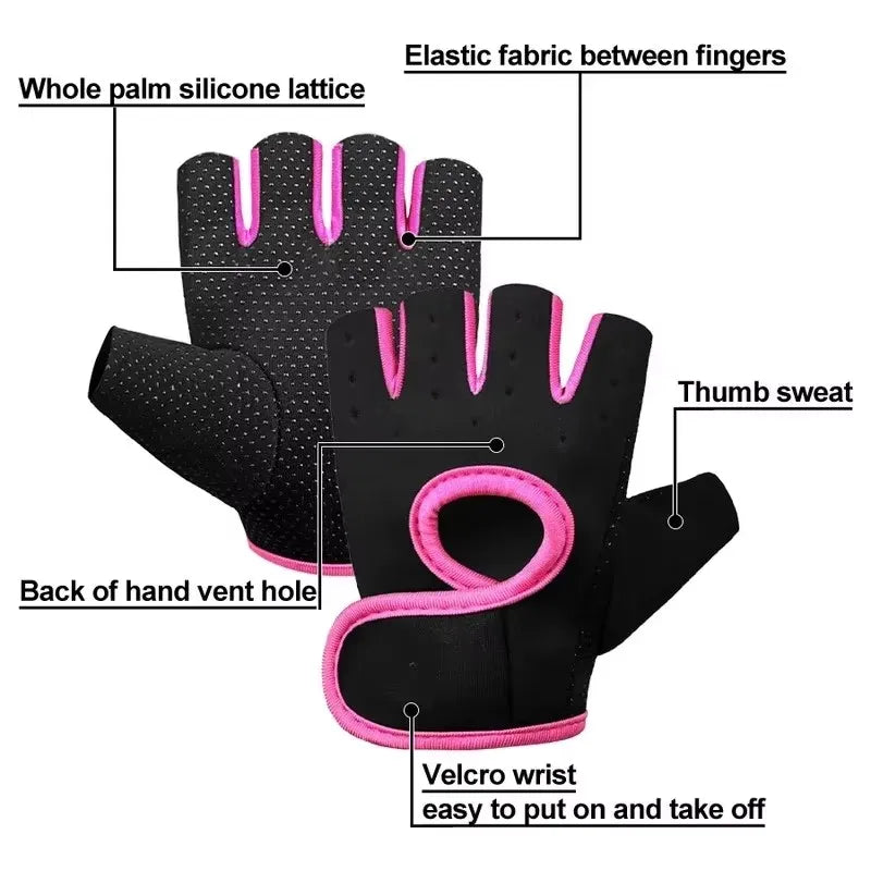 Atmungsaktive Halbfinger-Trainingshandschuhe, Rutschfeste Gewichtheber-Gym-Handschuhe, Rutschfeste Handfläche für Radfahren, Bergsteigen, Fitness