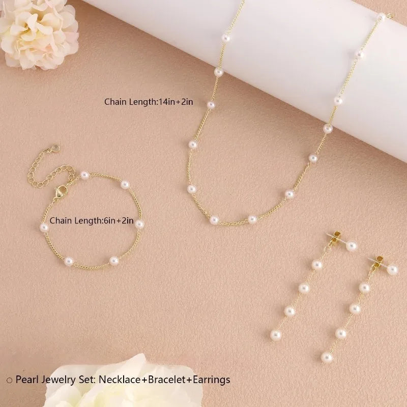 Set collana e orecchini di perle in oro 14K