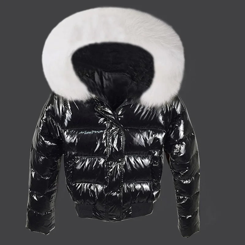 Glossy Parka Damen Schwarz – Premium Winterjacke