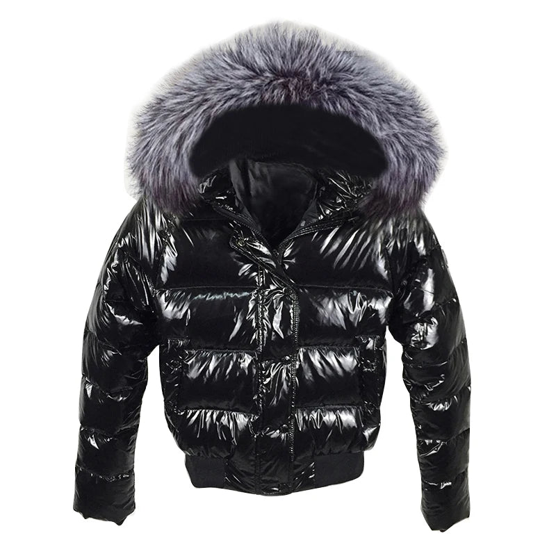 Glossy Parka Damen Schwarz – Premium Winterjacke
