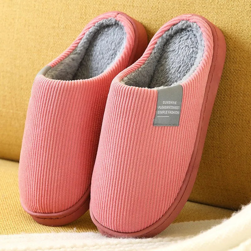 Pantoufles d'intérieur épaisses et douces pour hommes et femmes, chaussons en peluche antidérapants et thermiques pour la maison, hiver