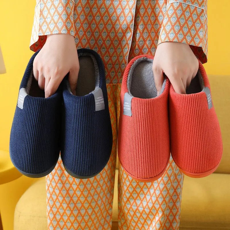 Pantoufles d'intérieur épaisses et douces pour hommes et femmes, chaussons en peluche antidérapants et thermiques pour la maison, hiver
