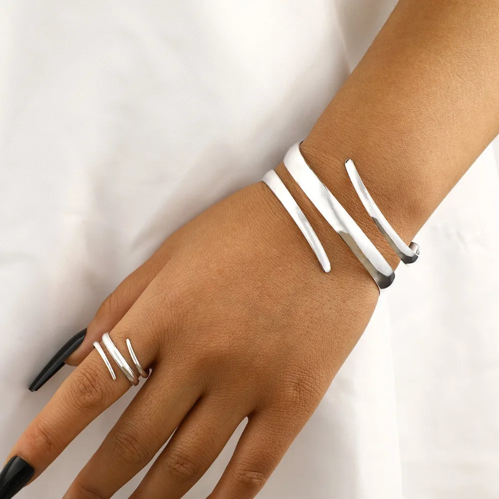 Gouden geometrische armband & ring set