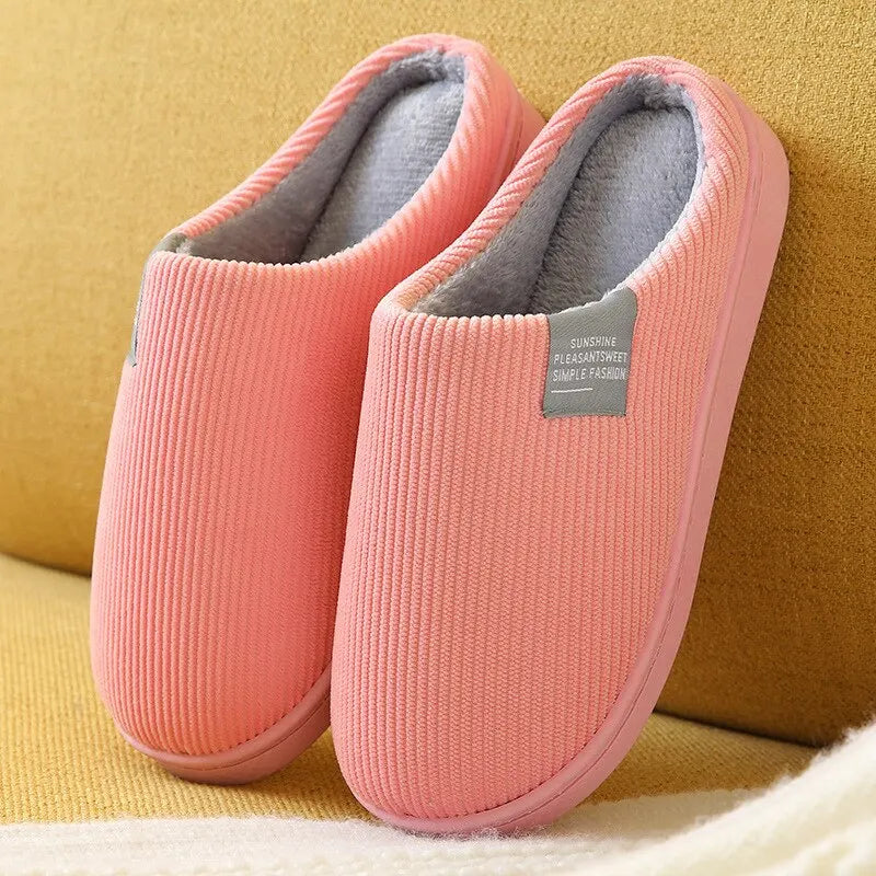 Pantoufles d'intérieur épaisses et douces pour hommes et femmes, chaussons en peluche antidérapants et thermiques pour la maison, hiver