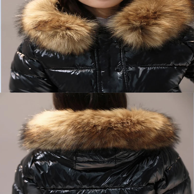 Women's Glossy Parka Black – Premium Winter Jacket