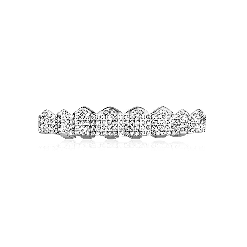 Bling Cubic Zirconia Hip Hop Teeth Grillz for Unisex Top and Bottom Mouth Removable Dental Fashion Cosplay Teeth Jewelry