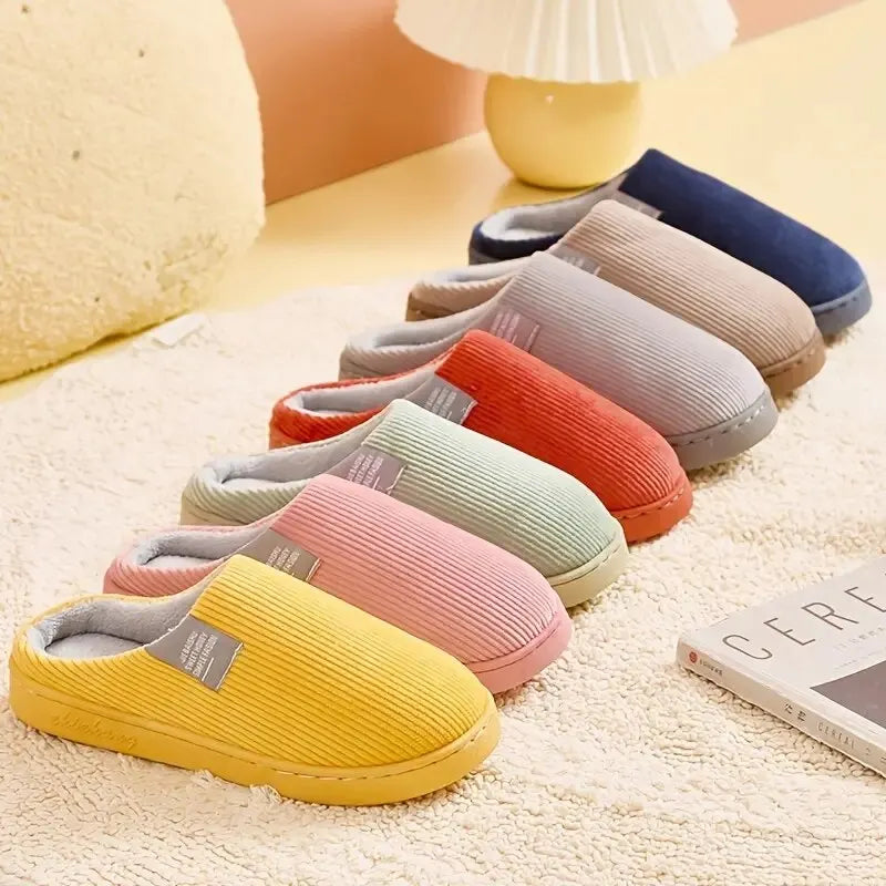Pantoufles d'intérieur épaisses et douces pour hommes et femmes, chaussons en peluche antidérapants et thermiques pour la maison, hiver