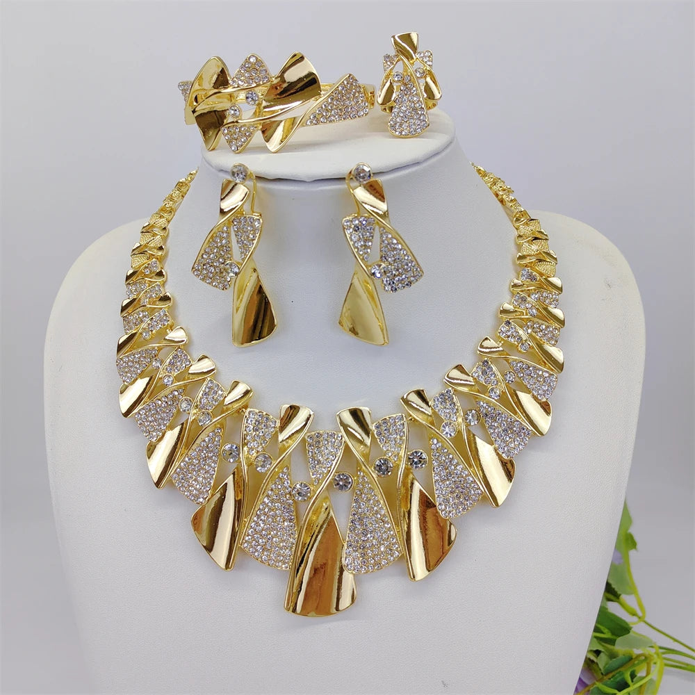 Luxury Two-Tone Bridal Jewelry Set
