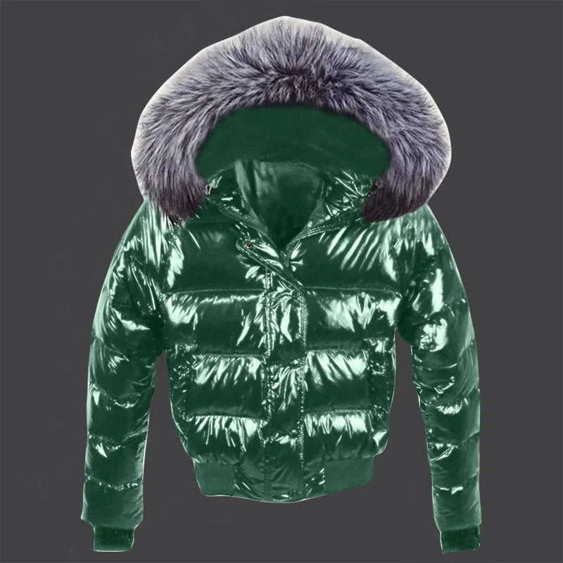 Glossy Parka Damen Schwarz – Premium Winterjacke