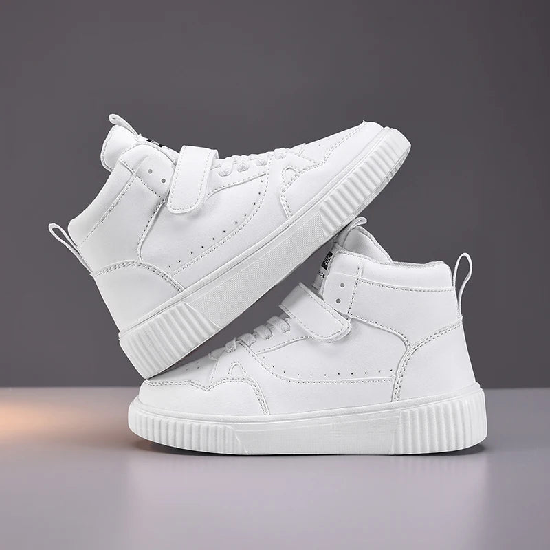 Baskets montantes de basket-ball pour enfant – Cuir et robustes, tailles 28-39