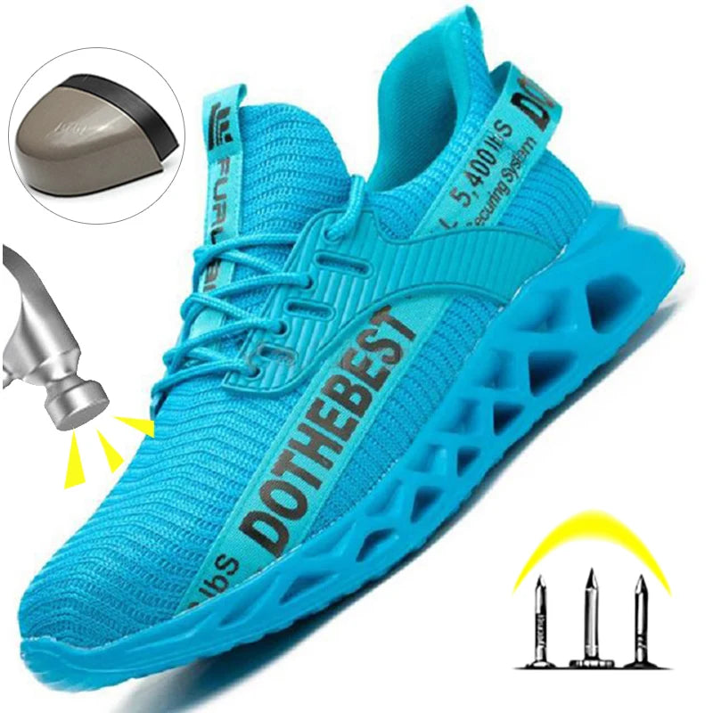 Anti-puncture Safety Shoes, Steel Toe Work Shoes for Men and Women, Lightweight Safety Work Boots, Breathable Sport Safety Shoes, Unisex