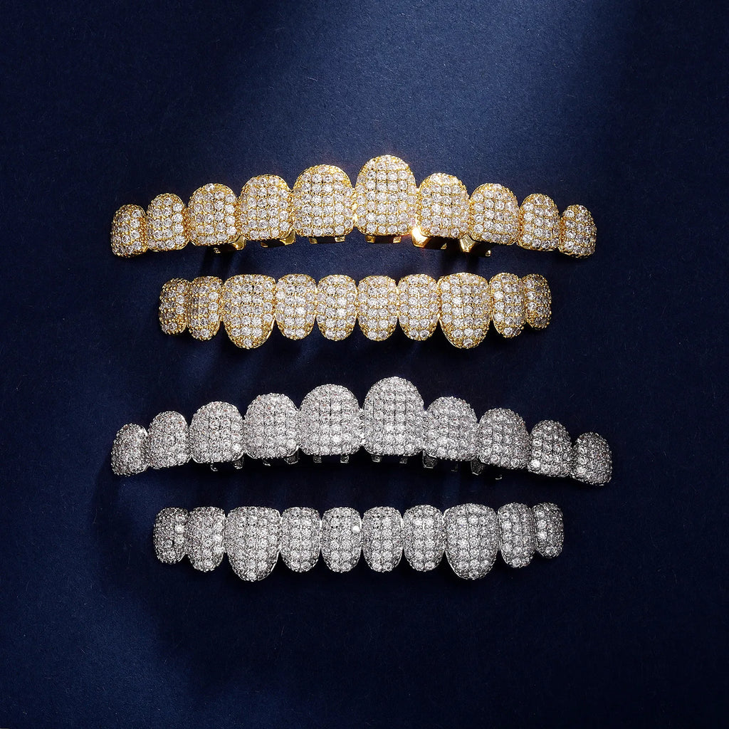 RACHELZ Hip Hop Grillz – 14K Gold CZ Tooth Caps for Men & Women