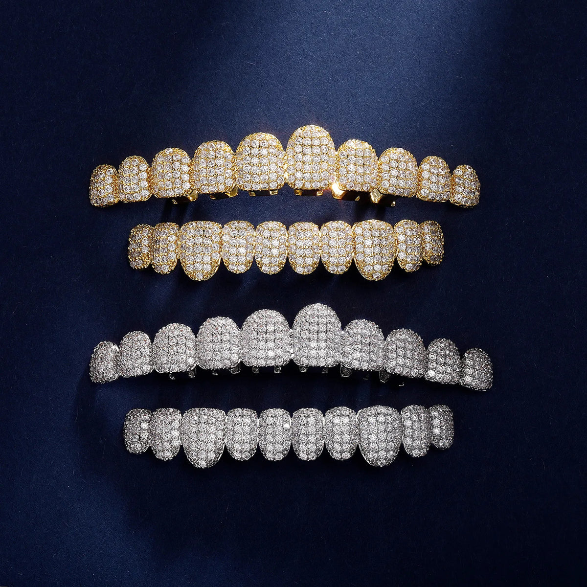 RACHELZ Hip Hop Grillz – 14K Gold CZ Tooth Caps for Men & Women