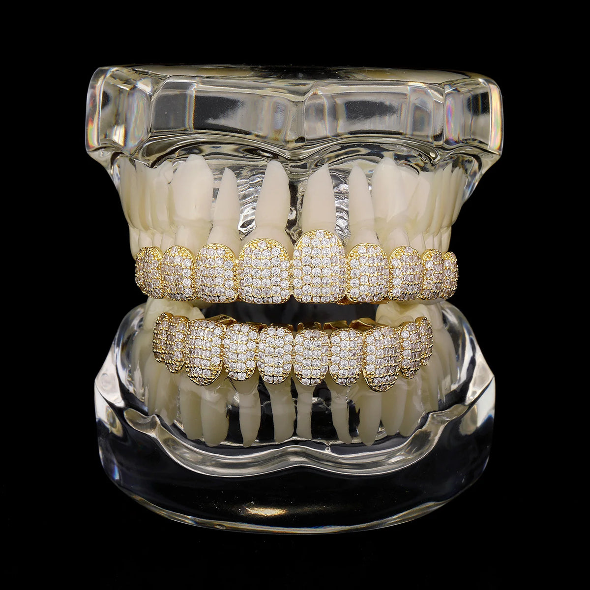TOPGRILLZ 14K Gold Grillz – Iced Out CZ 10+10 Teeth