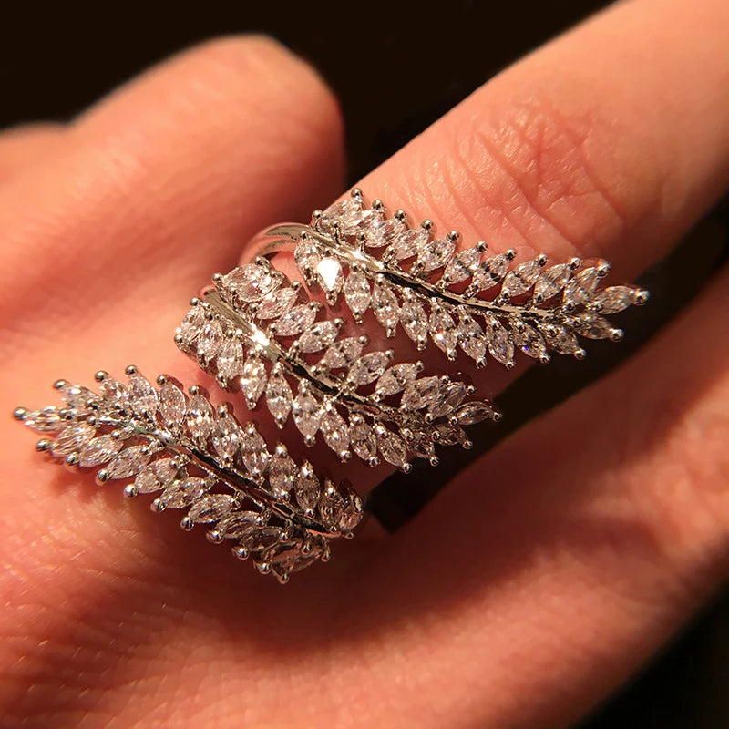 Anello da donna – Zircone marquise design a foglia matrimonio