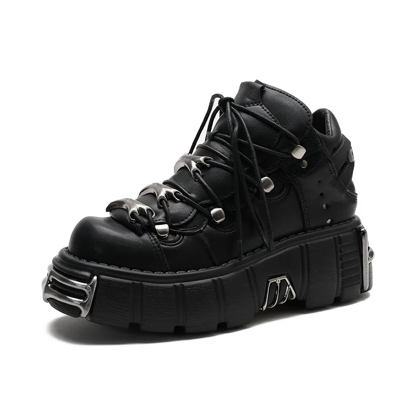 Baskets punk à plateforme pour femme – Laçage & décoration métal 6 cm