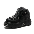 Baskets punk à plateforme pour femme – Laçage & décoration métal 6 cm