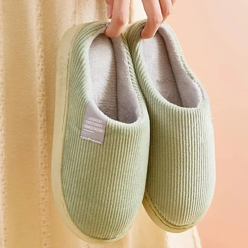 Pantoufles d'intérieur épaisses et douces pour hommes et femmes, chaussons en peluche antidérapants et thermiques pour la maison, hiver