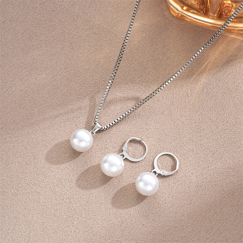 Pearl Pendant Necklace & Earring Set