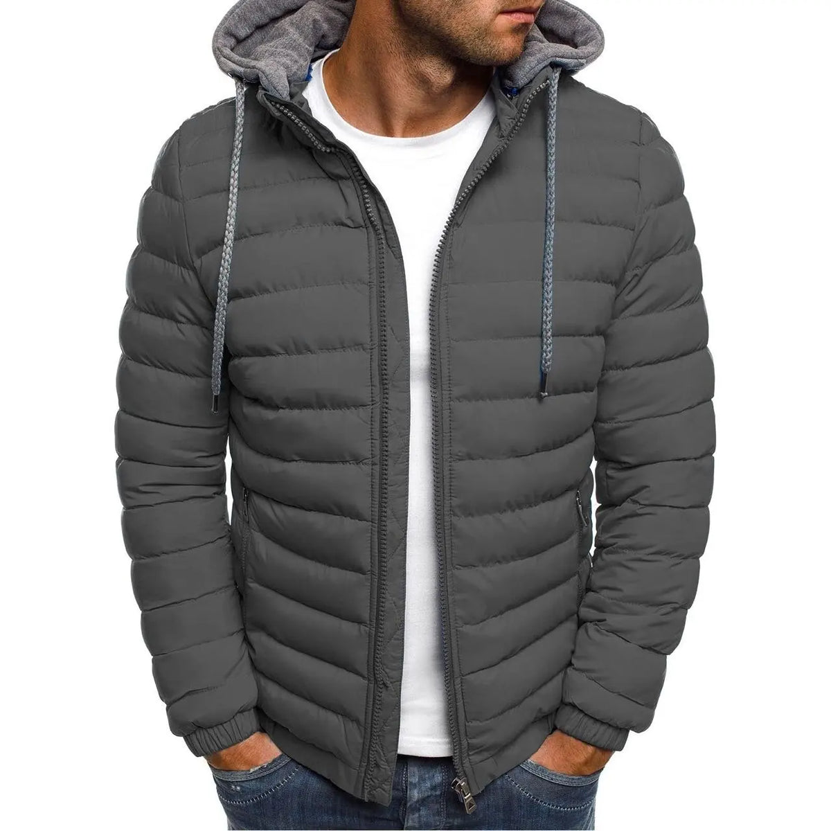 Herren Steppjacke mit Kapuze – Casual Streetwear Mehrfarbig