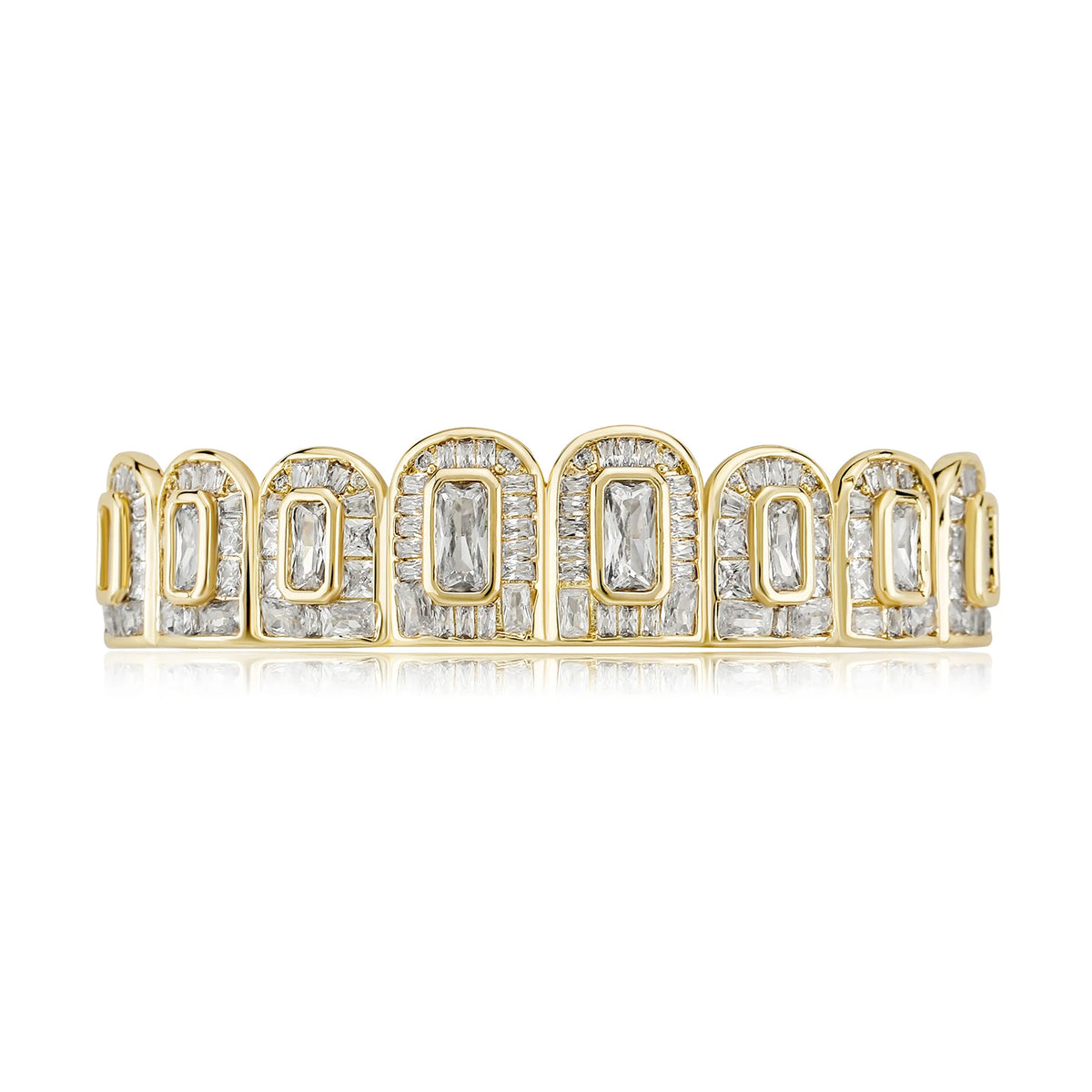 JINAO Hip Hop Grillz – Iced Out CZ Tooth Caps Top & Bottom