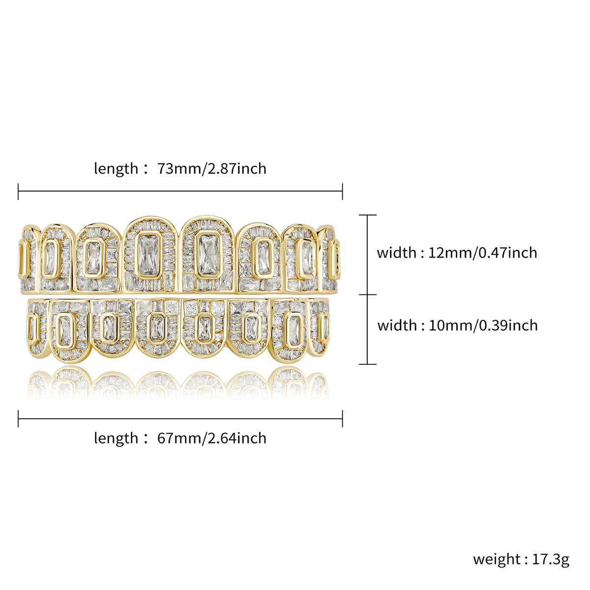JINAO Hip Hop Grillz – Iced Out CZ Tooth Caps Top & Bottom