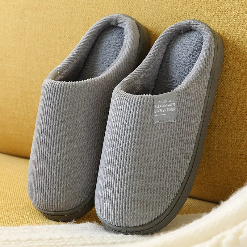Pantoufles d'intérieur épaisses et douces pour hommes et femmes, chaussons en peluche antidérapants et thermiques pour la maison, hiver