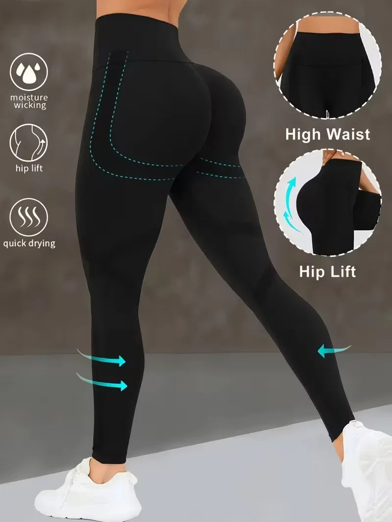 Damen-Yogahose mit hoher Taille, Po-Lifting-Leggings mit breitem Bund, verstellbare Po-Lifting-Trainingshose für Laufen, Fitness und Gym