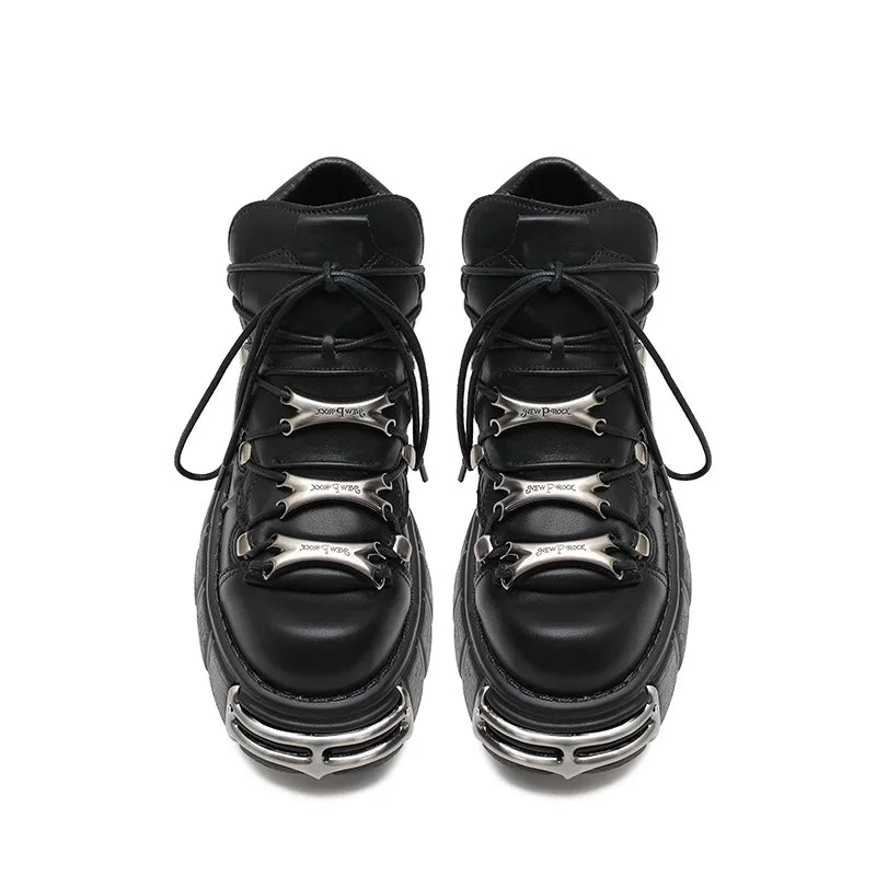 Damen Punk Plateau-Sneaker – Schnürung & Metal-Deko 6cm
